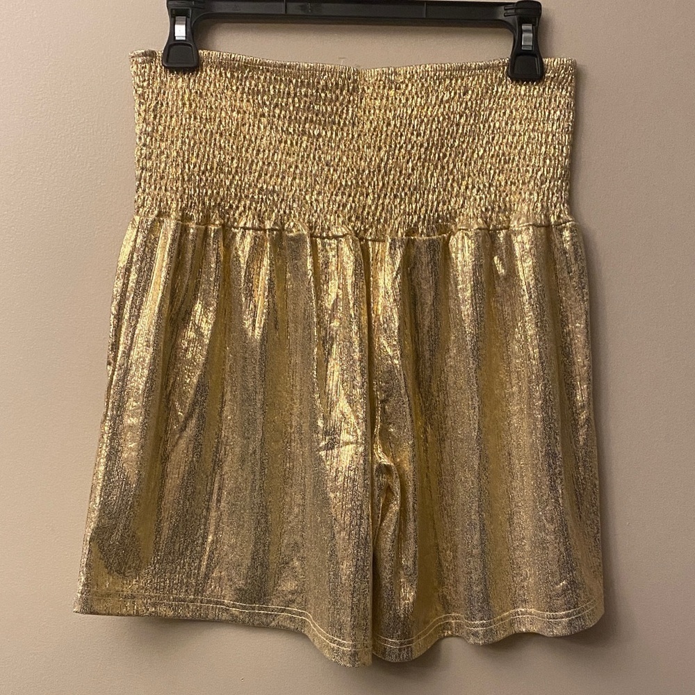 So Vain on Main Gold Metallic High-Waisted Shorts 🆕